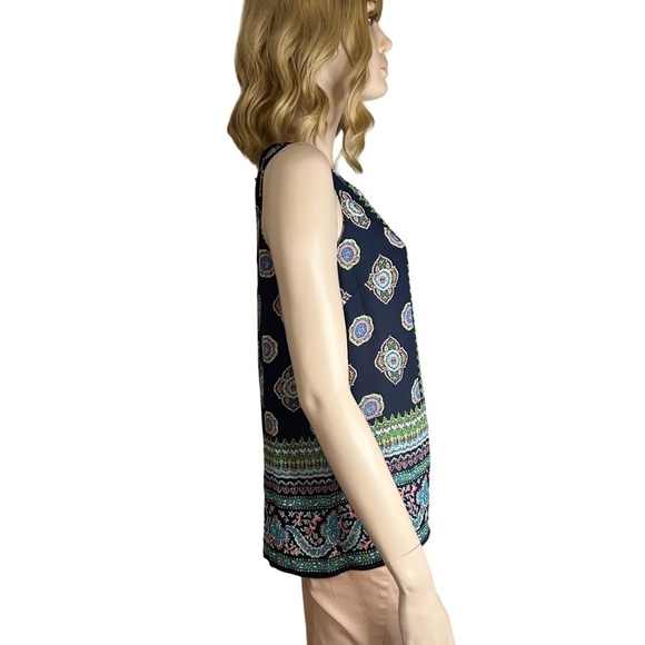 Cynthia Rowley Blouse Top Tank Tunic Sleeveless Colourful Back Button Close - Picture 6 of 15